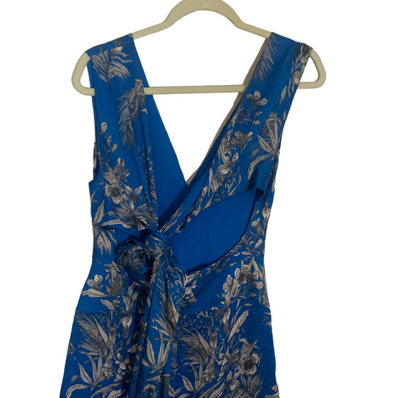 Alexis Cascara Dress Cutout Back Blue Chiffon V Neck Back Zipper S - Picture 6 of 12